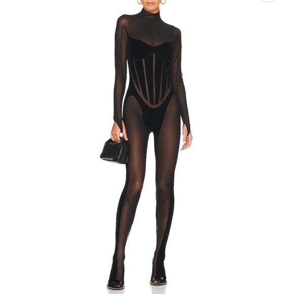 WORN ONCE! Tags and box sold with item. Woldford Mugler Flock Shaping Catsuit - Picture 2 of 3